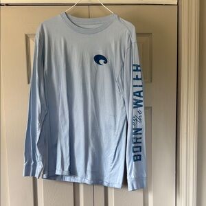 Costa Light Blue Long Sleeve Shirt with Back Logo